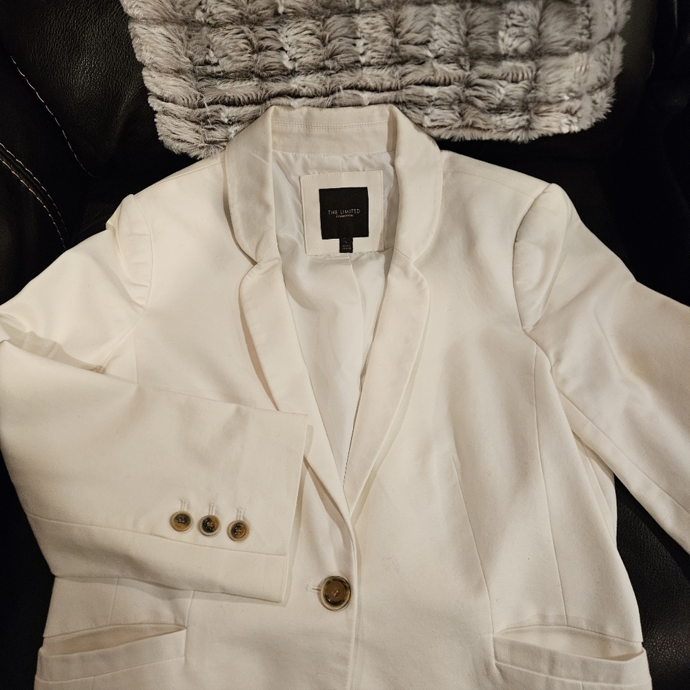 Women's SIZE L Fully White Lined SUMMER BLAZER  From "The LIMITED" - Picture 3 of 10